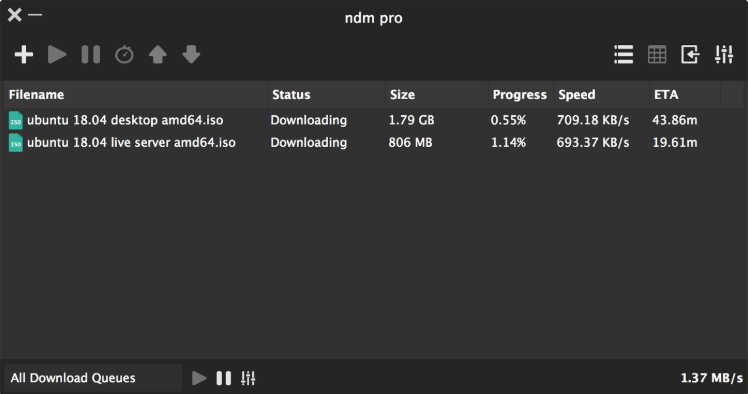 NDM can help to resume broken download on Mac
