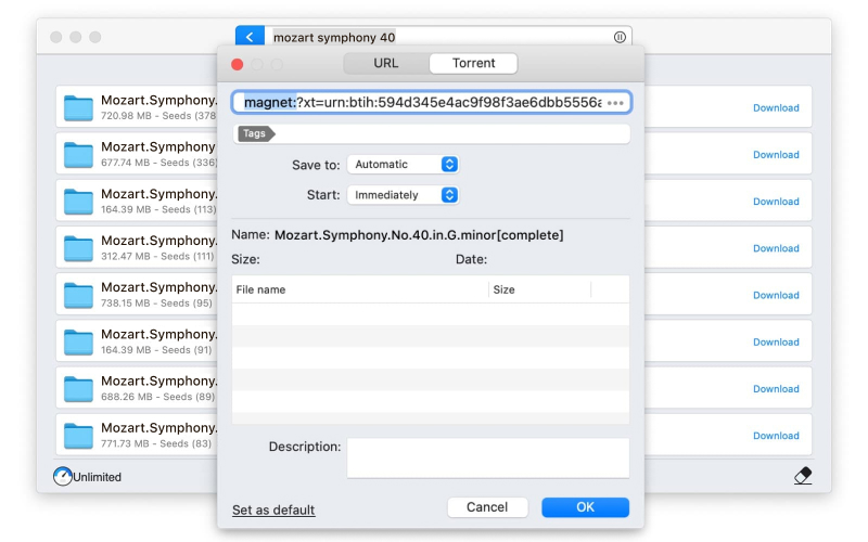 Download magnet links with Folx - Transmission alternative app