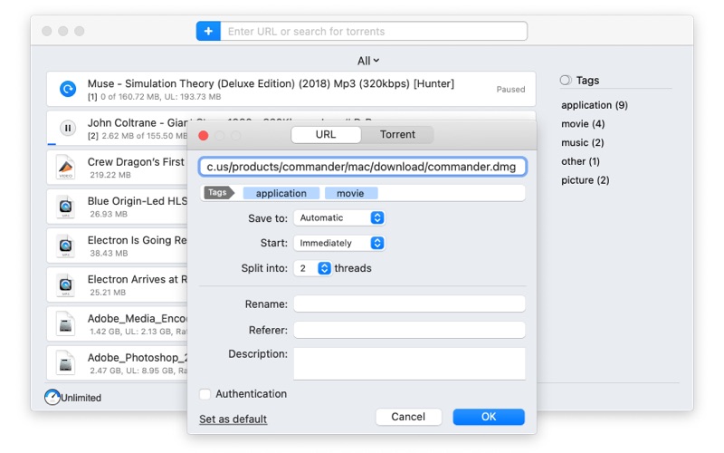 Folx ist ein kostenloser Torrent-Client für macOS Monterey mit erweiterten Funktionen.