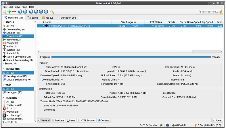 qBittorrent torrent client summary: